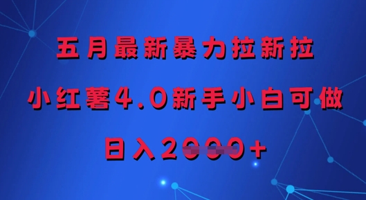 五月最新暴力拉新拉,小红薯4.0新手小白可做,日入多张-亮剑学堂
