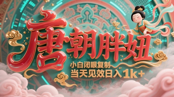 用AI克隆“唐朝胖妞”日更3条,平台疯狂推流,小白闭眼复制,当天见效,日入1k+-亮剑学堂