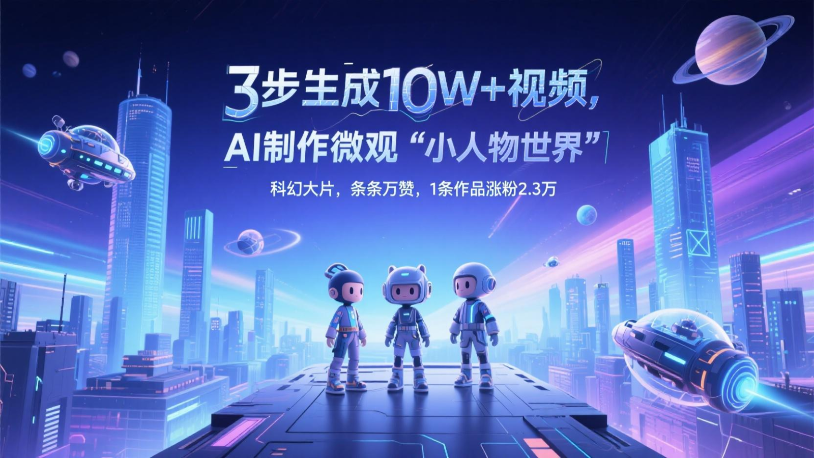 三步生成10W+视频,AI制作微观“小人物世界”科幻大片,条条万赞,1条作品涨粉2.3万-亮剑学堂