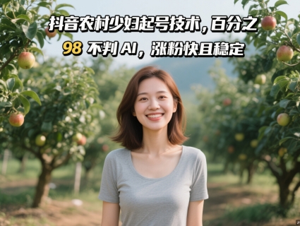 抖音农村少妇起号技术,百分之98不判AI,涨粉快且稳定-亮剑学堂