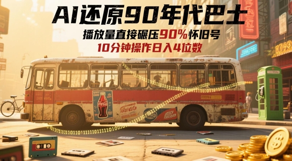 AI还原90年代巴士,一帧就让70后泪崩,播放量直接碾压90%怀旧号,每天操作十分钟,日入四位数-亮剑学堂