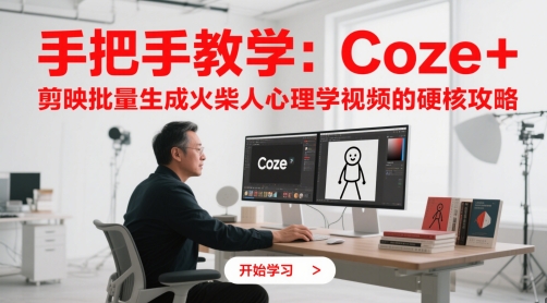 手把手教学:Coze + 剪映批量生成火柴人心理学视频的硬核攻略-亮剑学堂