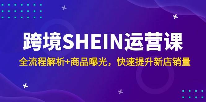 跨境SHEIN运营课,全流程解析+商品曝光,快速提升新店销量-亮剑学堂