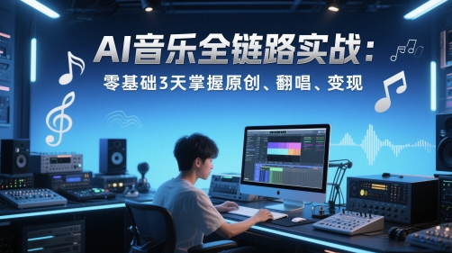 AI音乐全链路实战变现课:零基础3天掌握原创、翻唱、变现-极光库