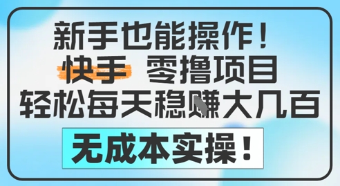新手也能操作,快手零撸挣米,轻松每天挣2-5张,完全无成本-亮剑学堂
