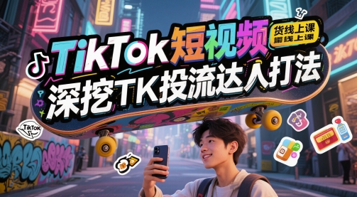 TikTok短视频带货线上课,深挖TK投流达人打法-亮剑学堂