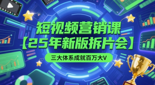 短视频营销课【25年新版拆片会】三大体系成就百万大V,包含正课、拆片会、手把手教学直播课等-亮剑学堂