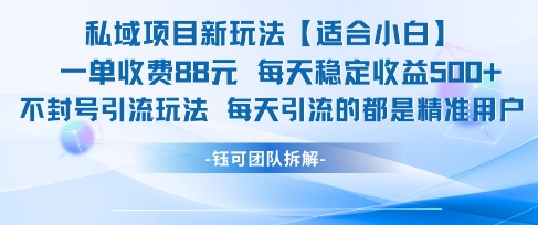 私域项目新玩法【适合小白】 一单收费88.每天稳定收益几张-亮剑学堂