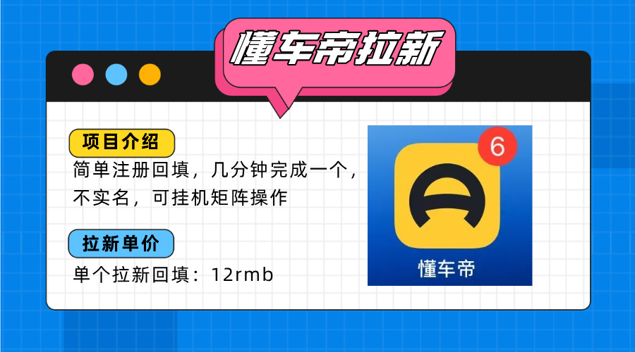 懂车帝邪修拉新玩法,简单注册回填,不sm,单个拉新12rmb,轻松日入200+-亮剑学堂