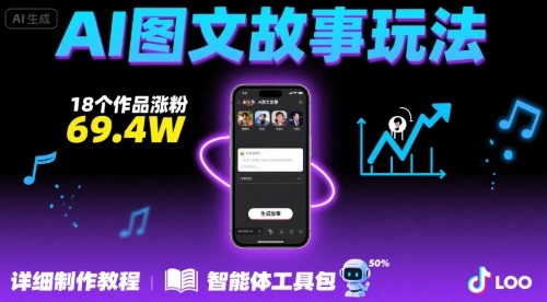 抖音爆火的ai图文故事玩法,18个作品涨粉69.4W,详细制作教程+智能体-亮剑学堂