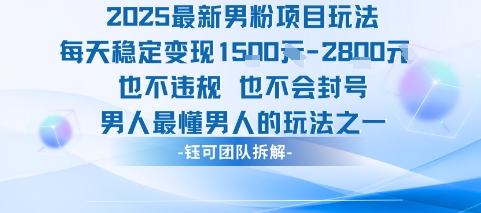2025最新男粉项目玩法每天变现1k+也不违规也不会封号男人最懂男人的玩法-亮剑学堂