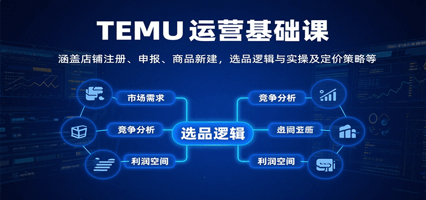 TEMU运营基础课:涵盖店铺注册、申报、商品新建,选品逻辑与实操及定价策略等-亮剑学堂