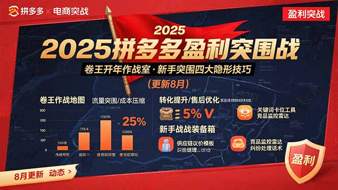 2025拼多多盈利突围战:卷王开年作战室,新手突围四大隐形技巧(更新8月)-亮剑学堂