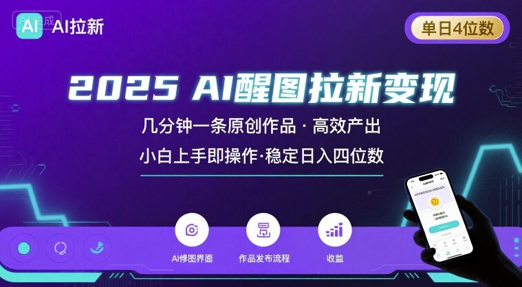 2025最强AI醒图拉新,几分钟一条原创作品,单日收入4位数,小白也能上手操作-亮剑学堂