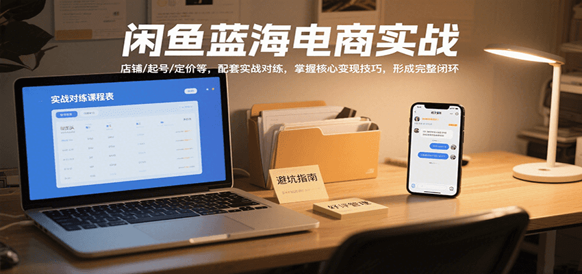 闲鱼蓝海电商实战,涵盖店铺、起号、定价等,配套实战对练,掌握核心变现技巧-亮剑学堂