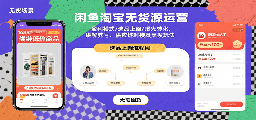 闲鱼淘宝无货源运营:盈利模式/选品上架/曝光转化,讲解养号、供应链对接及黑搜玩法-亮剑学堂