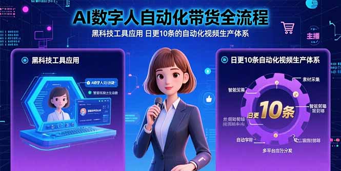 AI数字人自动化带货全流程:黑科技工具应用 日更10条的自动化视频生产体系-亮剑学堂