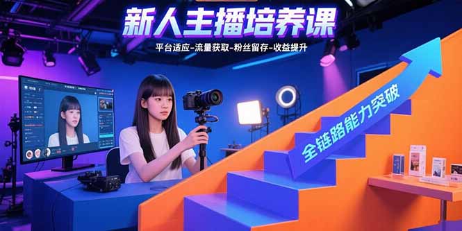 新人主播培养课:平台适应-流量获取-粉丝留存-收益提升 全链路能力突破-亮剑学堂