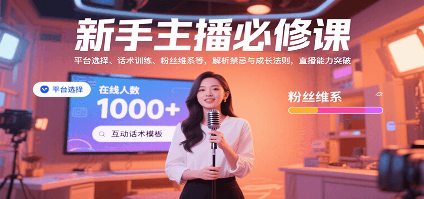 新手主播必修课:平台选择、话术训练、粉丝维系等,解析禁忌与成长法则,突破直播能力-亮剑学堂