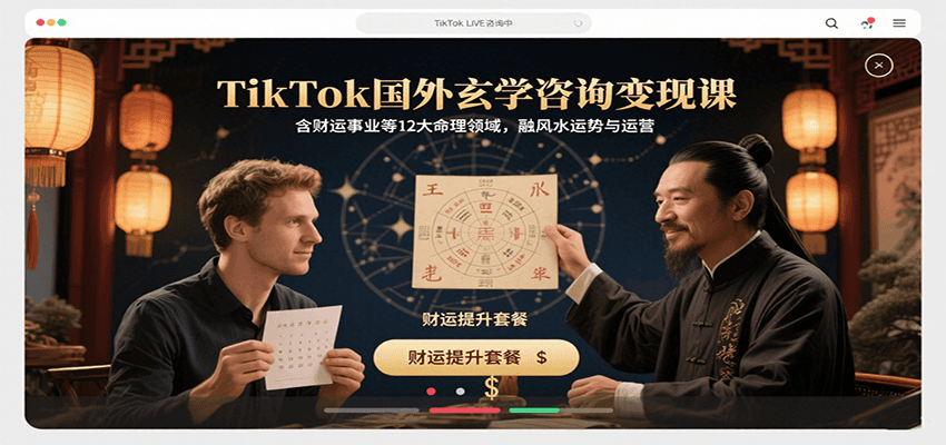 TikTok国外玄学咨询变现课,含财运事业等12大命理领域,融风水运势与运营-极光库