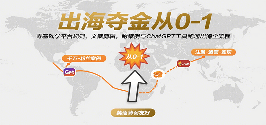 出海夺金从0-1:零基础学平台规则、文案剪辑,附案例与ChatGPT工具跑通出海全流程-亮剑学堂