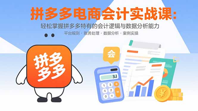 拼多多电商会计实战课:轻松掌握拼多多特有的会计逻辑与数据分析能力-亮剑学堂