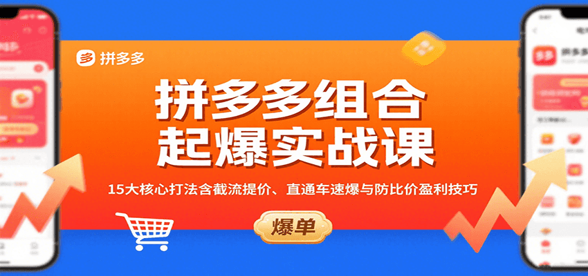 拼多多组合起爆实战课:15大核心打法含截流提价、直通车速爆与防比价盈利技巧-亮剑学堂