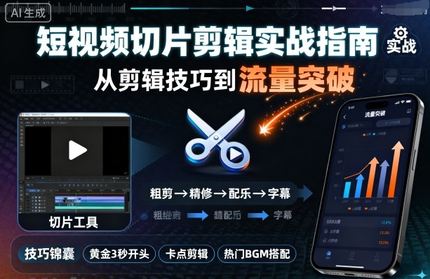 短视频切片剪辑实战指南,从剪辑技巧到流量突破-亮剑学堂