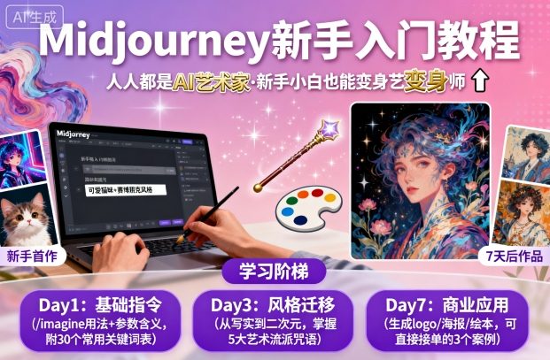 midjourney新手入门教程:人人都是AI艺术家,新手小白也能变身艺术大师-亮剑学堂