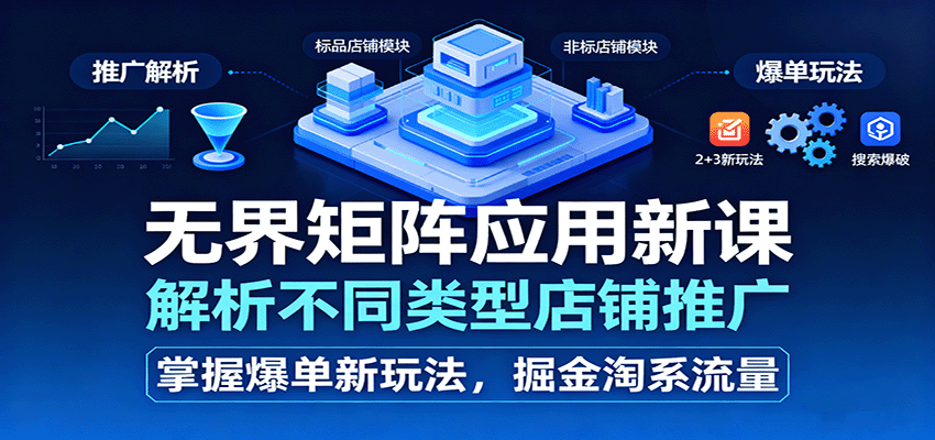 无界矩阵应用新课,解析不同类型店铺推广,掌握爆单新玩法,掘金淘系流量-亮剑学堂