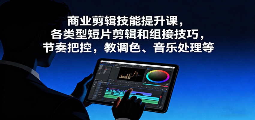 商业剪辑技能提升课,各类型短片剪辑和组接技巧,节奏把控,教调色、音乐处理等-极光库