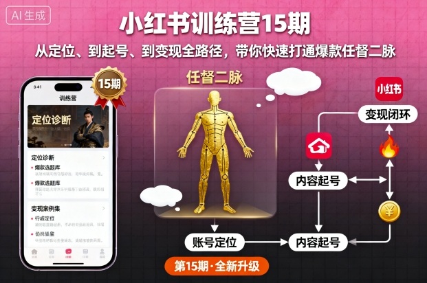 小红书训练营15期,从定位、到起号、到变现全路径,带你快速打通爆款任督二脉-亮剑学堂