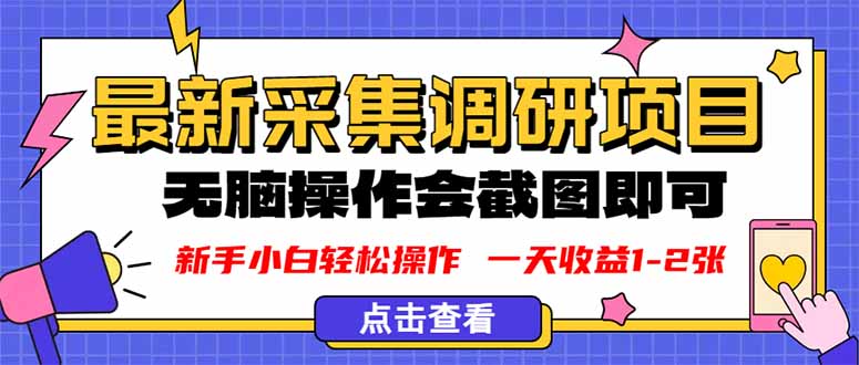 新版采集调研项目,截图上传即可,无脑操作,日收益1-2张-亮剑学堂