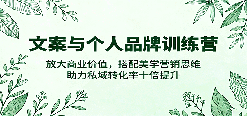 文案与个人品牌训练营,放大商业价值,搭配美学营销思维,助力私域转化率十倍提升-亮剑学堂