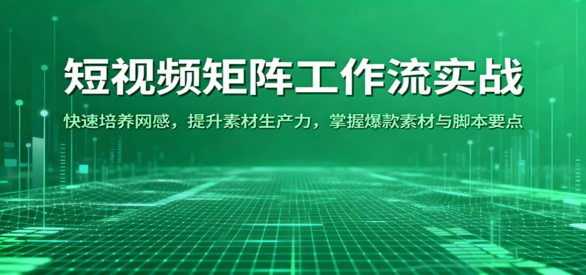 短视频矩阵工作流实战:快速培养网感,提升素材生产力,掌握爆款素材与脚本要点-极光库
