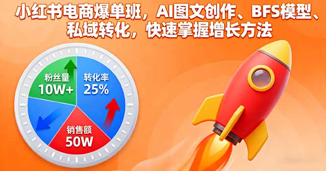 小红书电商爆单班,AI图文创作、BFS模型、私域转化,快速掌握增长方法-亮剑学堂