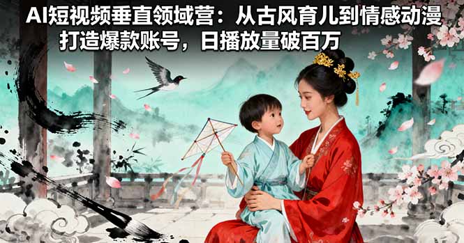 AI短视频垂直领域营:从古风育儿到情感动漫,打造爆款账号,日播放量破百万-亮剑学堂