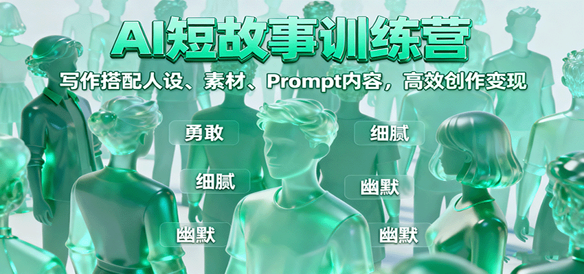 AI短故事训练营:写作搭配人设、素材、Prompt内容,高效创作变现-亮剑学堂