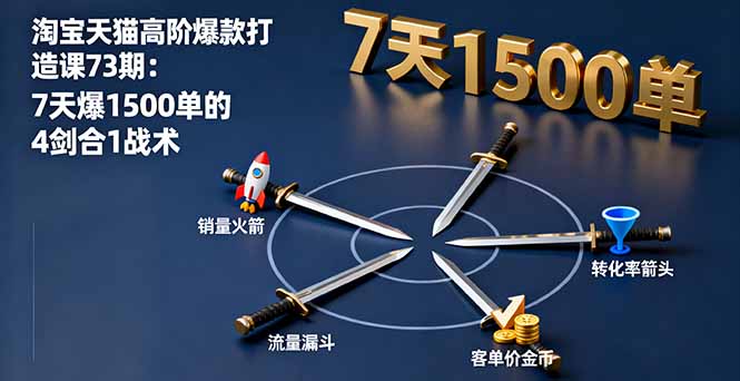 淘宝天猫高阶爆款打造课73期:7天爆1500单的4剑合1战术-亮剑学堂