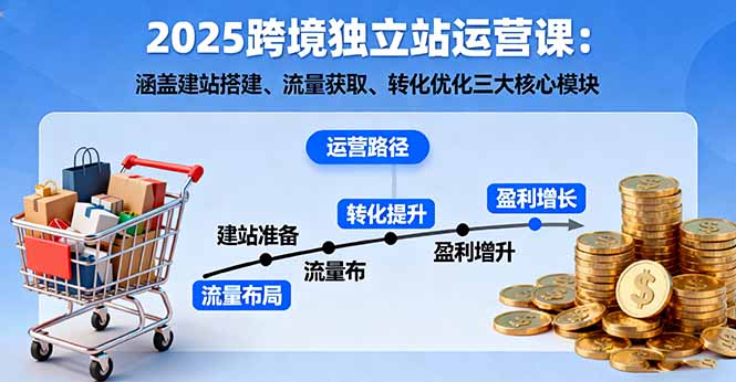 2025跨境独立站运营课:涵盖建站搭建、流量获取、转化优化三大核心模块-亮剑学堂