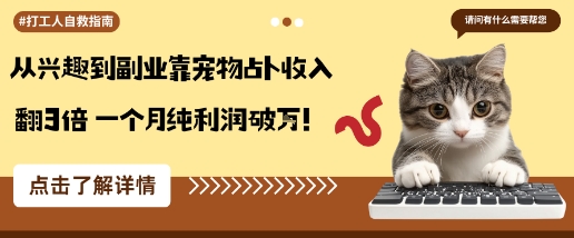 从兴趣到副业靠宠物占卜收入翻3倍一个月纯利润破W-亮剑学堂