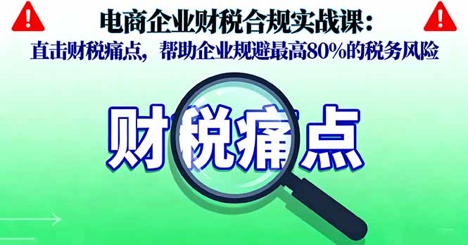 电商企业财税合规实战课,直击财税痛点,帮助企业规避最高80%的税务风险-亮剑学堂