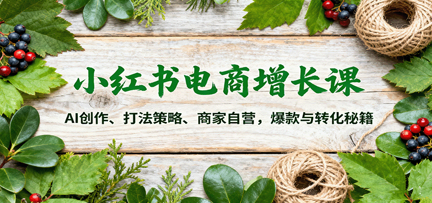 小红书电商增长课:AI创作、打法策略、商家自营,爆款与转化秘籍-亮剑学堂