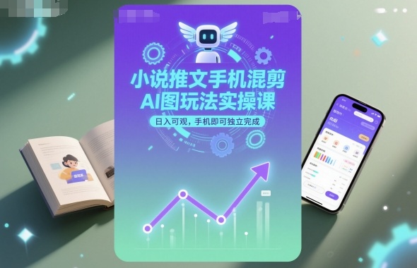 小说推文手机混剪AI图玩法实操课,日入可观,手机即可独立完成-亮剑学堂