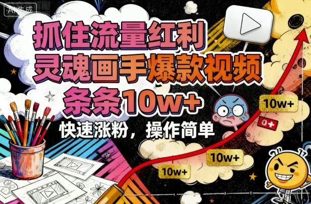 抓住流量红利,灵魂画手爆款视频,条条10w+,快速涨粉,操作简单-亮剑学堂