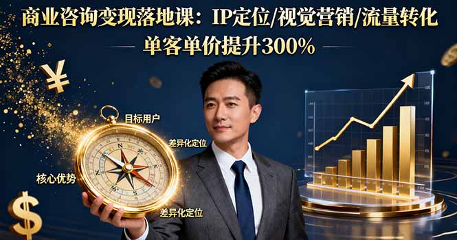 商业咨询变现落地课:IP定位/视觉营销/流量转化,单客单价提升300%-亮剑学堂