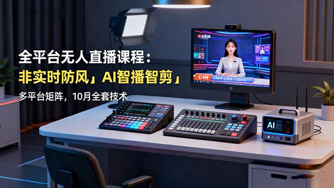 全平台无人直播课程:非实时防风+AI智播智剪+多平台矩阵,10月全套技术-亮剑学堂