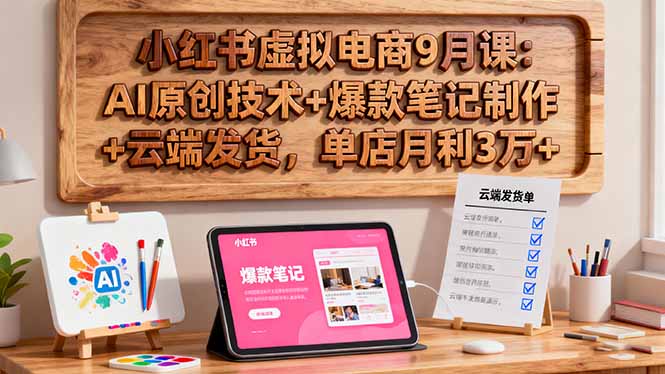 小红书虚拟电商9月课:AI原创技术+爆款笔记制作+云端发货,单店月利3万+-亮剑学堂