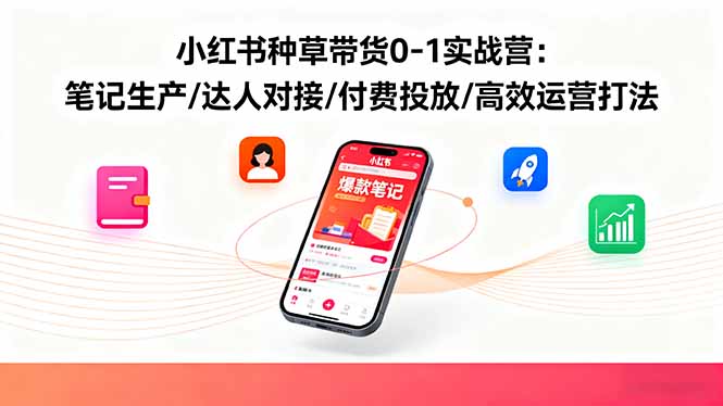 小红书种草带货0-1实战营:笔记生产/达人对接/付费投放/高效运营打法-亮剑学堂