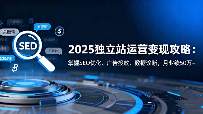 2025独立站运营变现攻略:掌握SEO优化、广告投放、数据诊断,月业绩50万+-极光库